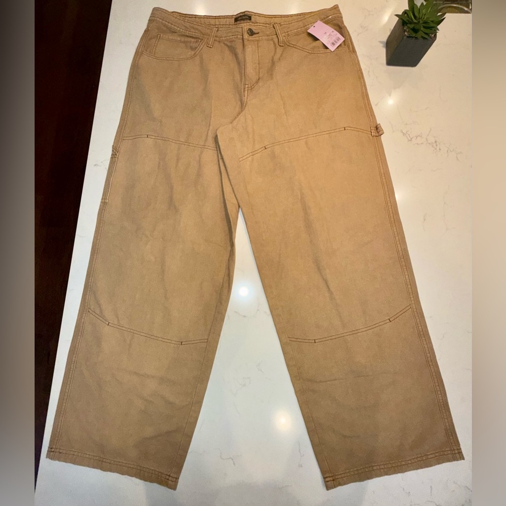 Wild Fable Utility Carpenter Pants Androgynous Fit Hammer Loop Tan Workwear Chic